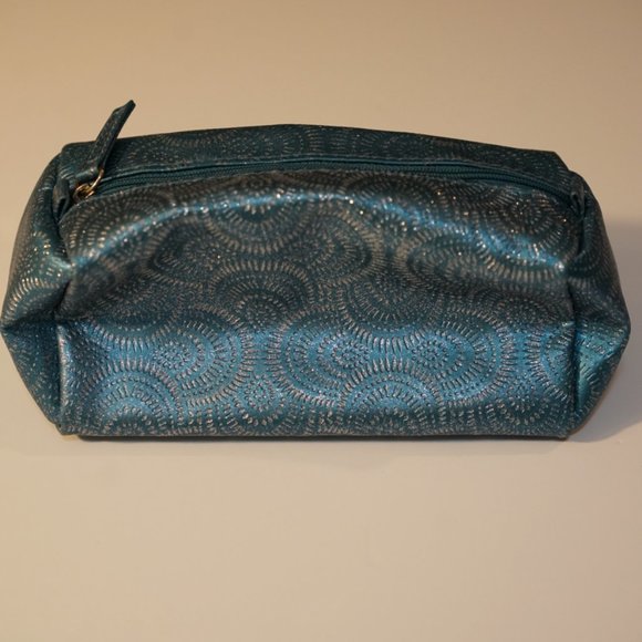 MakeUp Blue with Glitter in Pattern Zipper Box Cosmetic Bag Box - Picture 6 of 13